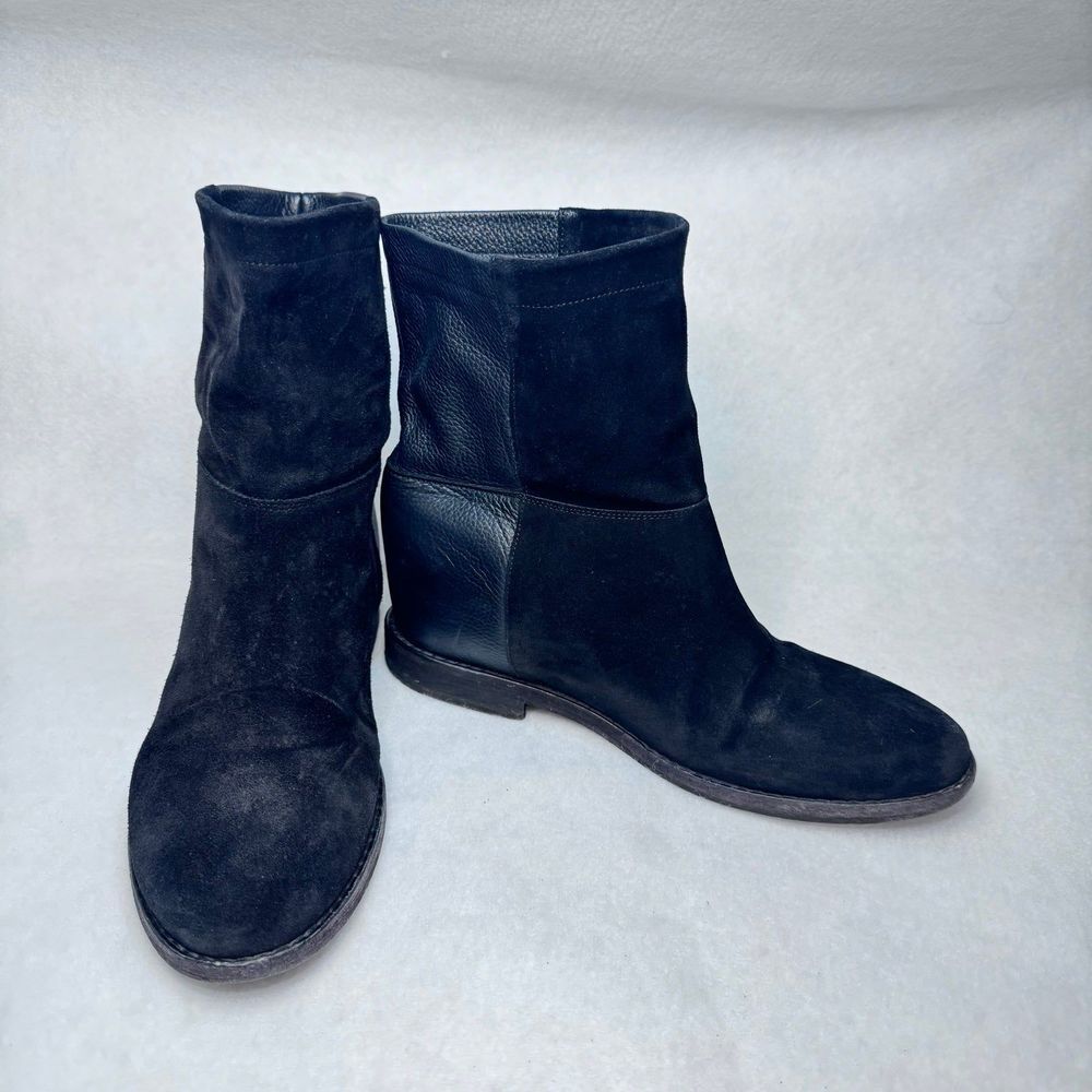 VINCE leather suede flat ankle boots black 7.5M